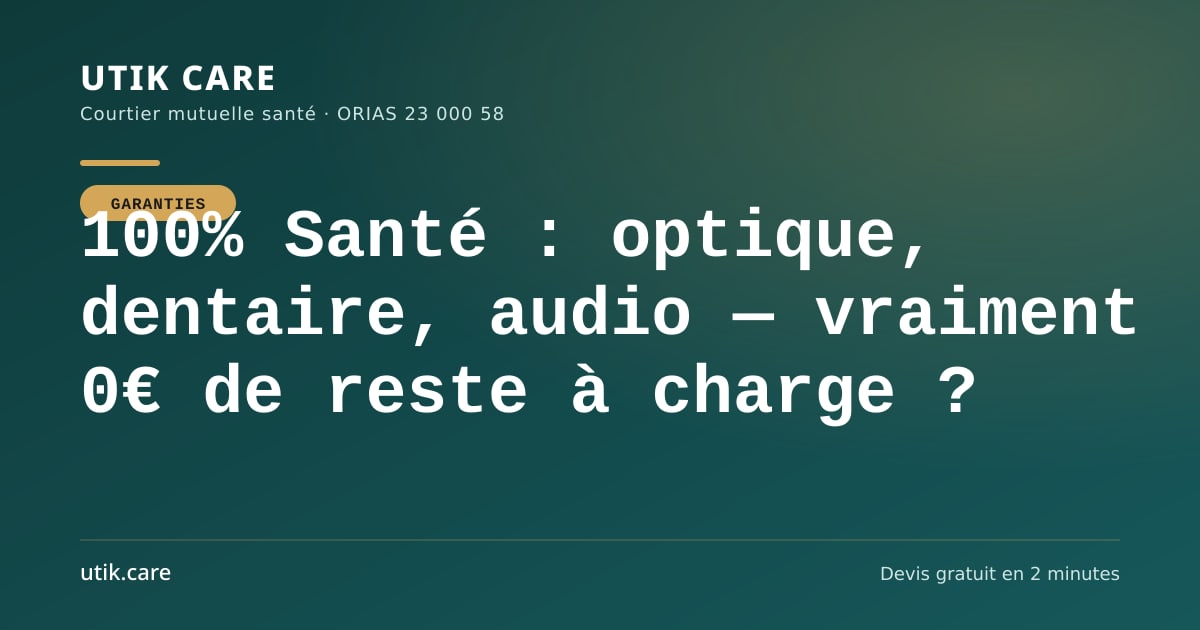 100% Santé : optique, dentaire, audio — vraiment 0€ de reste à charge ?